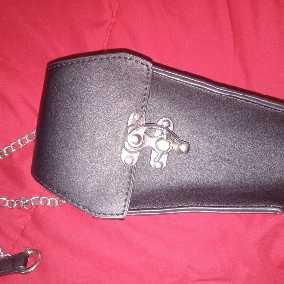 Coffin Purse Crossbody Leather& Chain strap.Goth Bag. - Picture 2 of 5